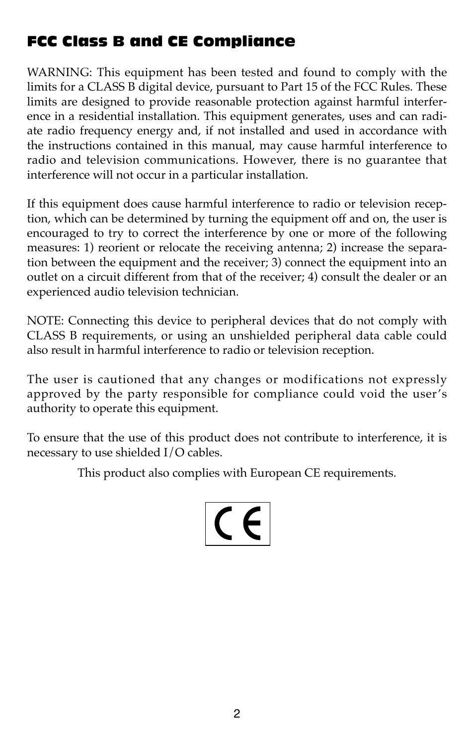 Fcc class b and ce compliance | M-AUDIO Dman PCI User Manual | Page 2 / 29