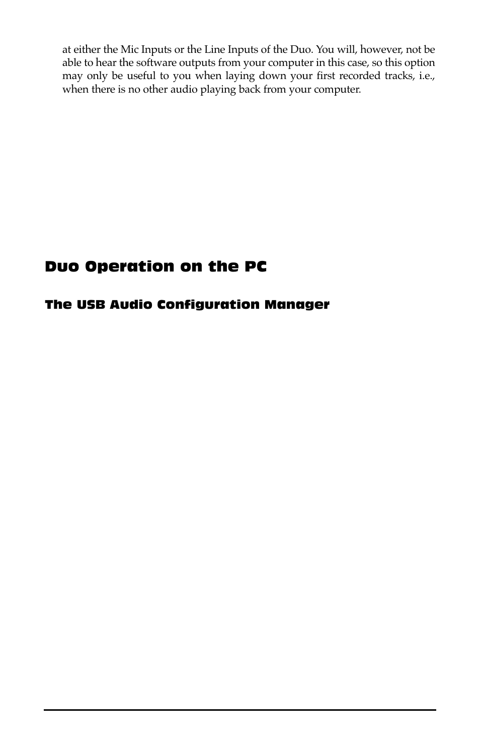 Duo operation on the pc, The usbaudio configuration, The usb audio configuration manager | M-AUDIO Duo USB User Manual | Page 14 / 27