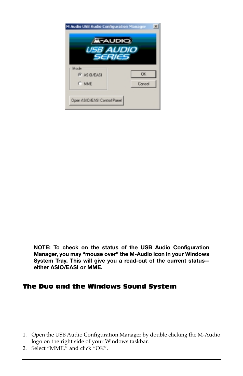 The duo and the windows soun, The duo and the windows sound system | M-AUDIO Duo USB User Manual | Page 15 / 27