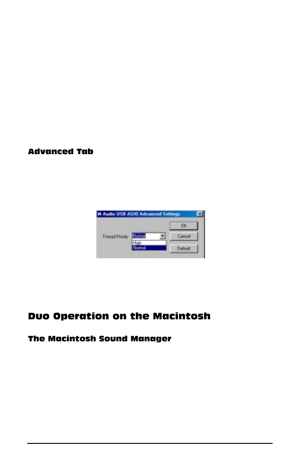 Advanced tab, Duo operation on the macintosh, The macintosh sound manager | M-AUDIO Duo USB User Manual | Page 20 / 27