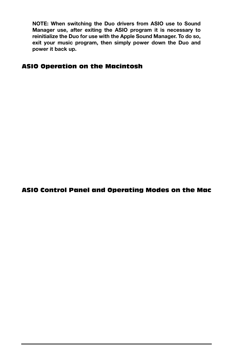 Asio operation on the macint, Asio control panel and opera, Asio operation on the macintosh | Asio control panel and operating modes on the mac | M-AUDIO Duo USB User Manual | Page 21 / 27