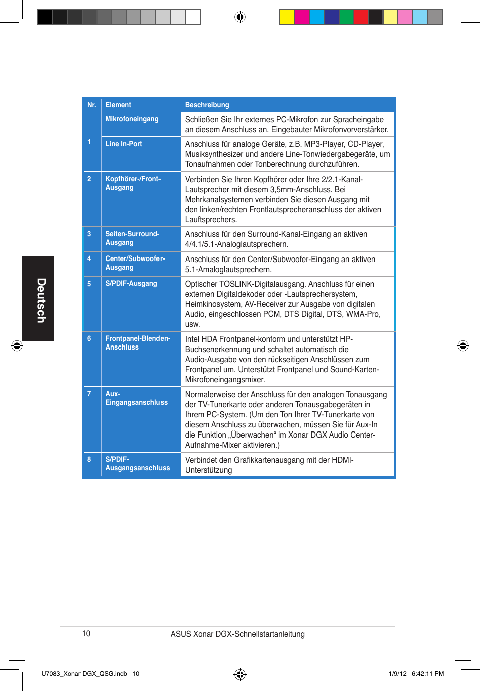 Deutsch | Asus Xonar DGX User Manual | Page 12 / 33