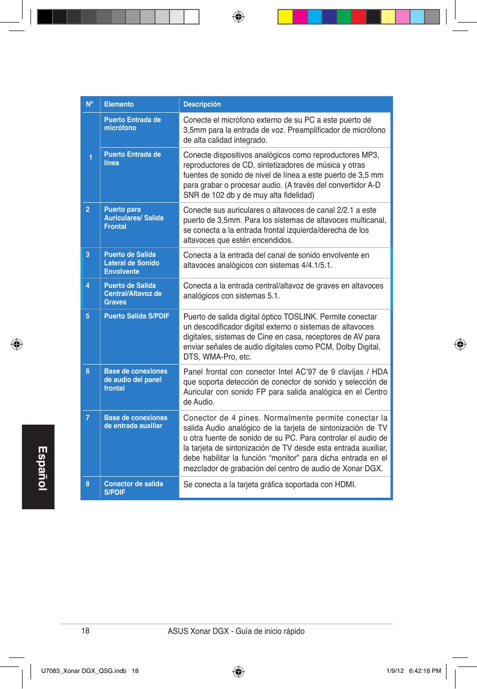 Español | Asus Xonar DGX User Manual | Page 20 / 33