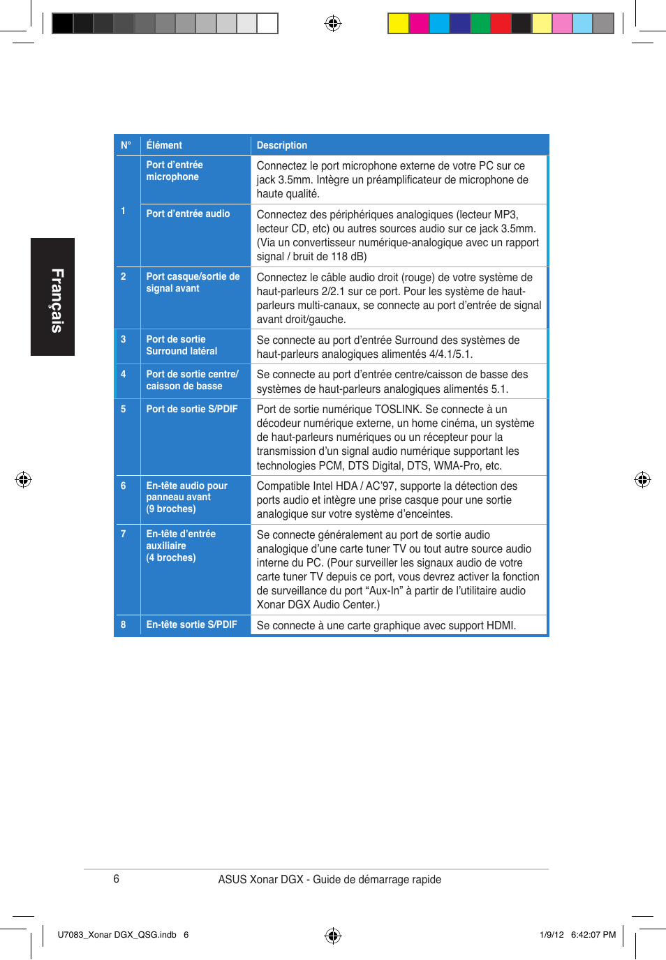 Français | Asus Xonar DGX User Manual | Page 8 / 33