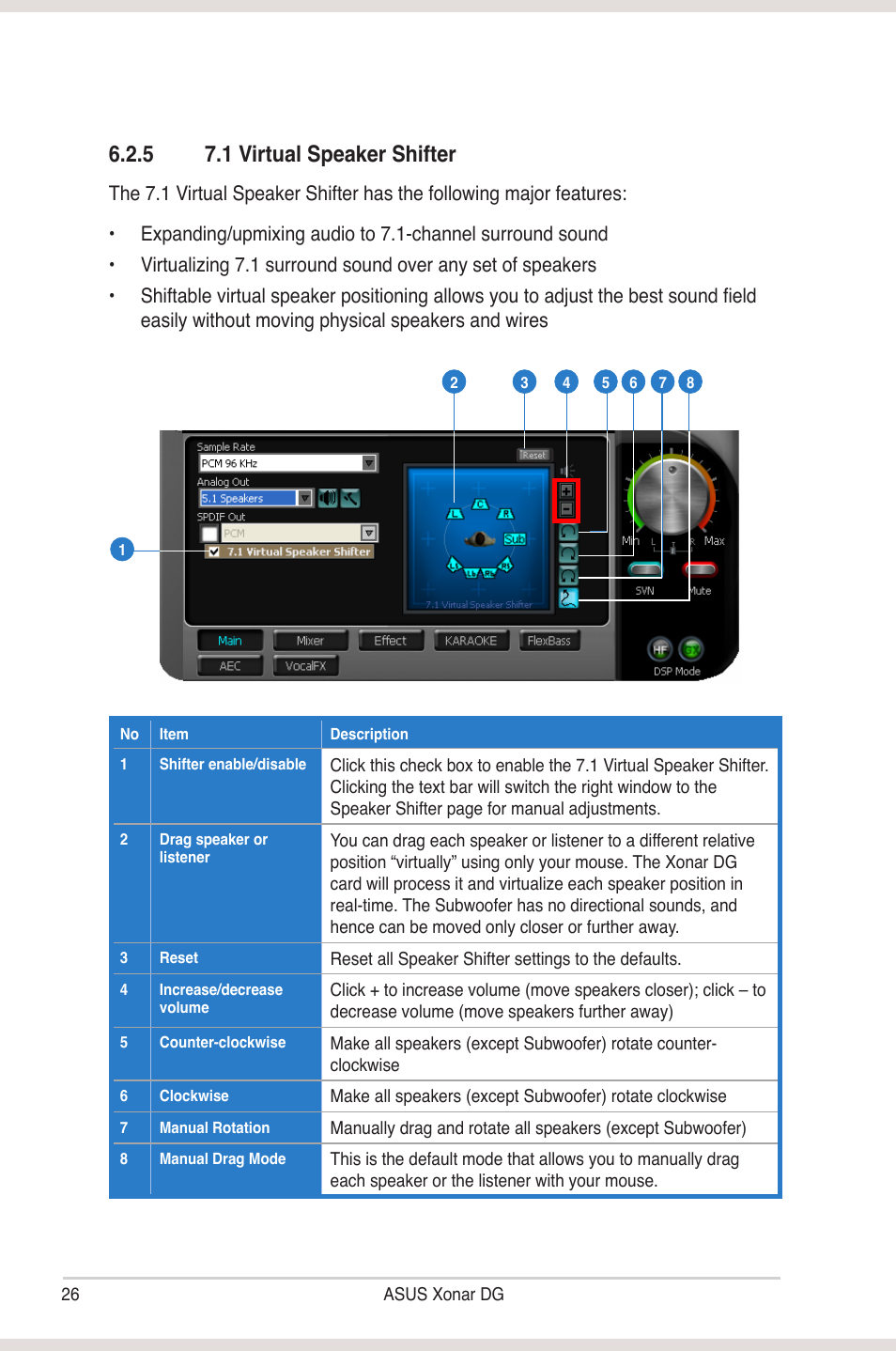 5 7.1 �irtual speaker shifter | Asus Xonar DG User Manual | Page 32 / 54