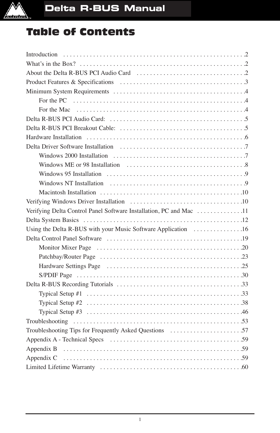 M-AUDIO Delta RBUS User Manual | 60 pages