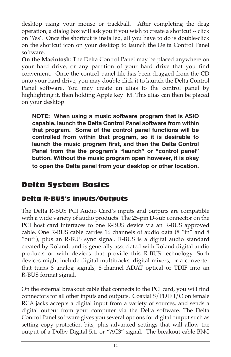 Delta system basics | M-AUDIO Delta RBUS User Manual | Page 12 / 60