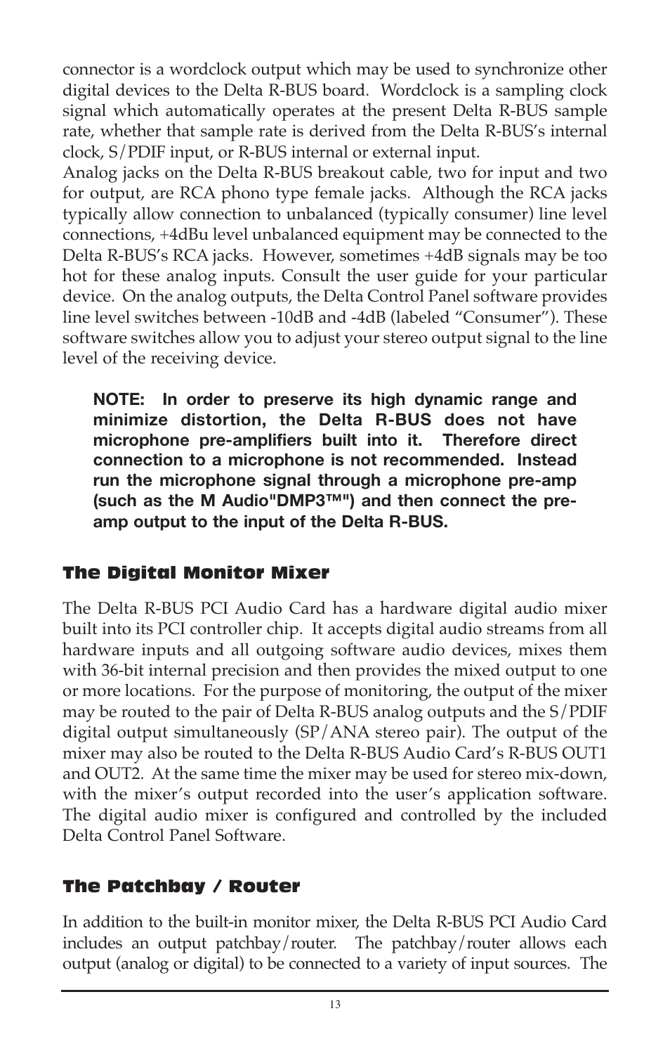 M-AUDIO Delta RBUS User Manual | Page 13 / 60