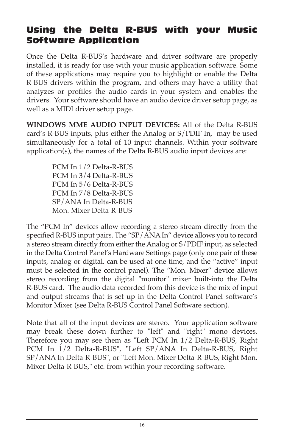 M-AUDIO Delta RBUS User Manual | Page 16 / 60