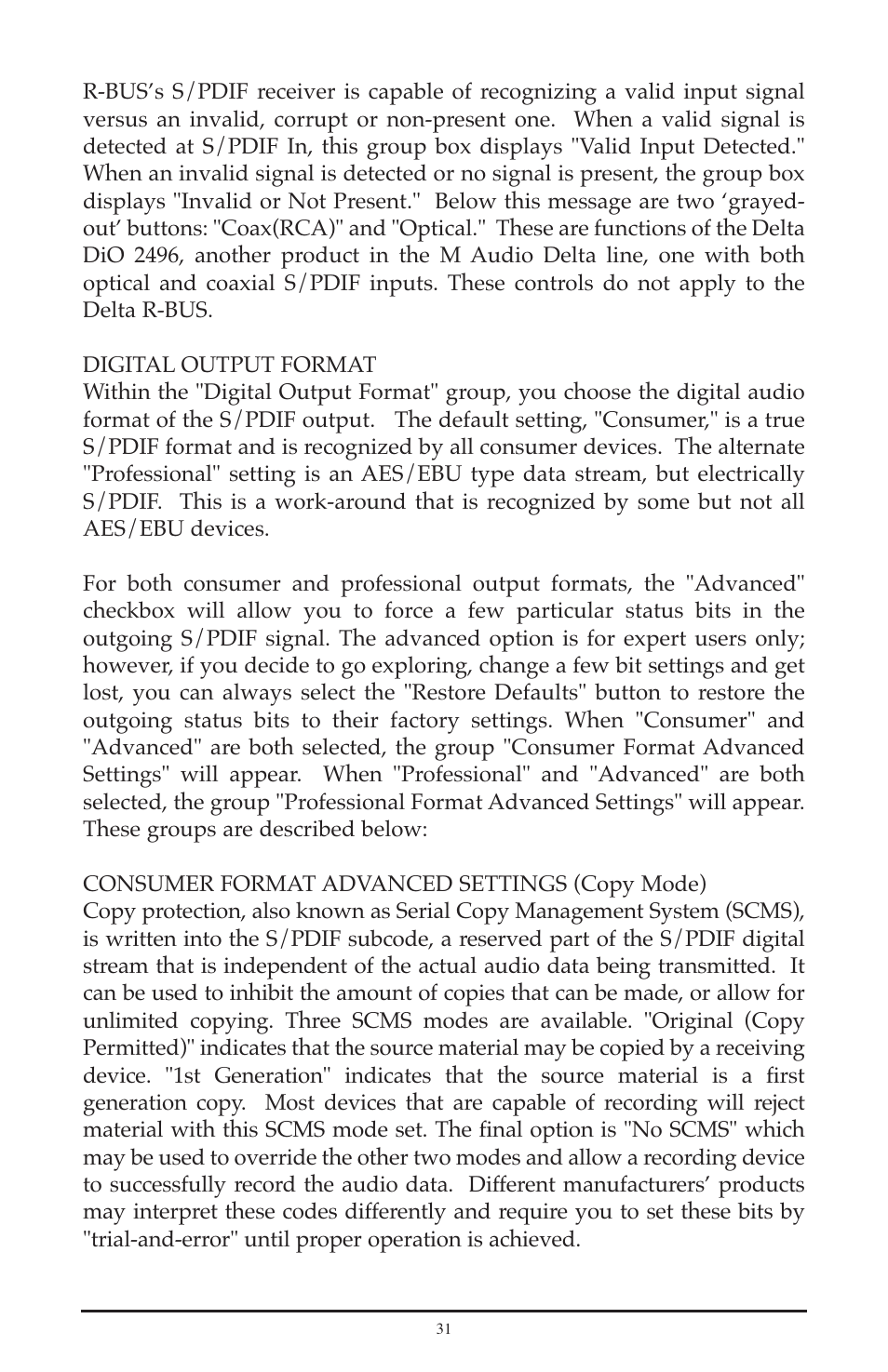 M-AUDIO Delta RBUS User Manual | Page 31 / 60