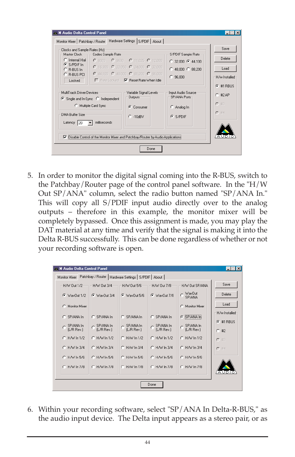 M-AUDIO Delta RBUS User Manual | Page 44 / 60