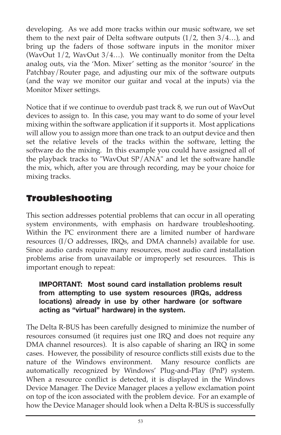 Troubleshooting | M-AUDIO Delta RBUS User Manual | Page 53 / 60