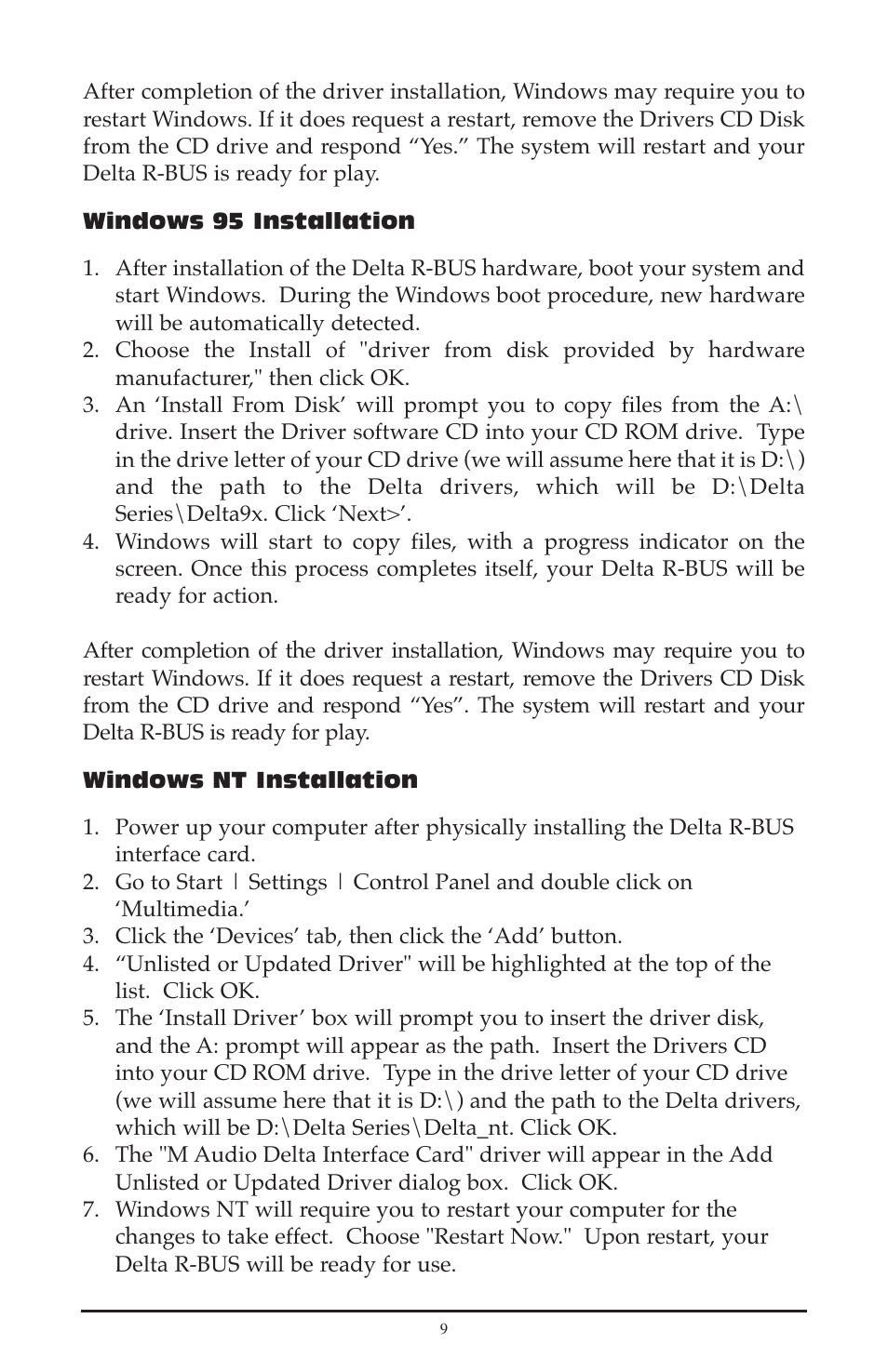 M-AUDIO Delta RBUS User Manual | Page 9 / 60