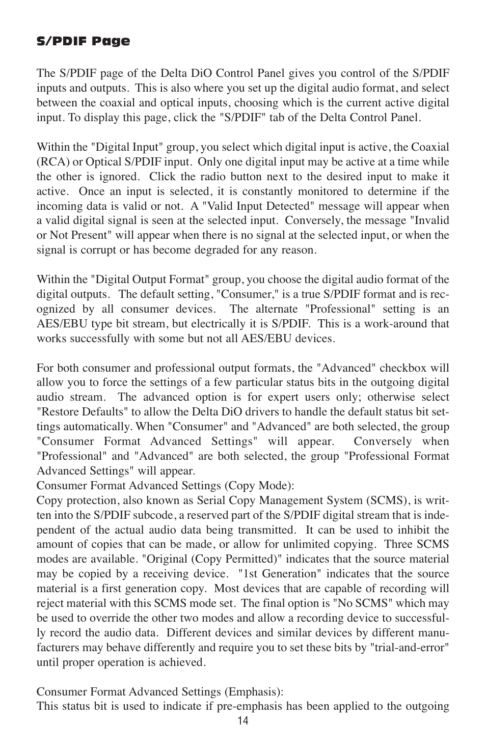 M-AUDIO Delta DiO 2496 User Manual | Page 14 / 24