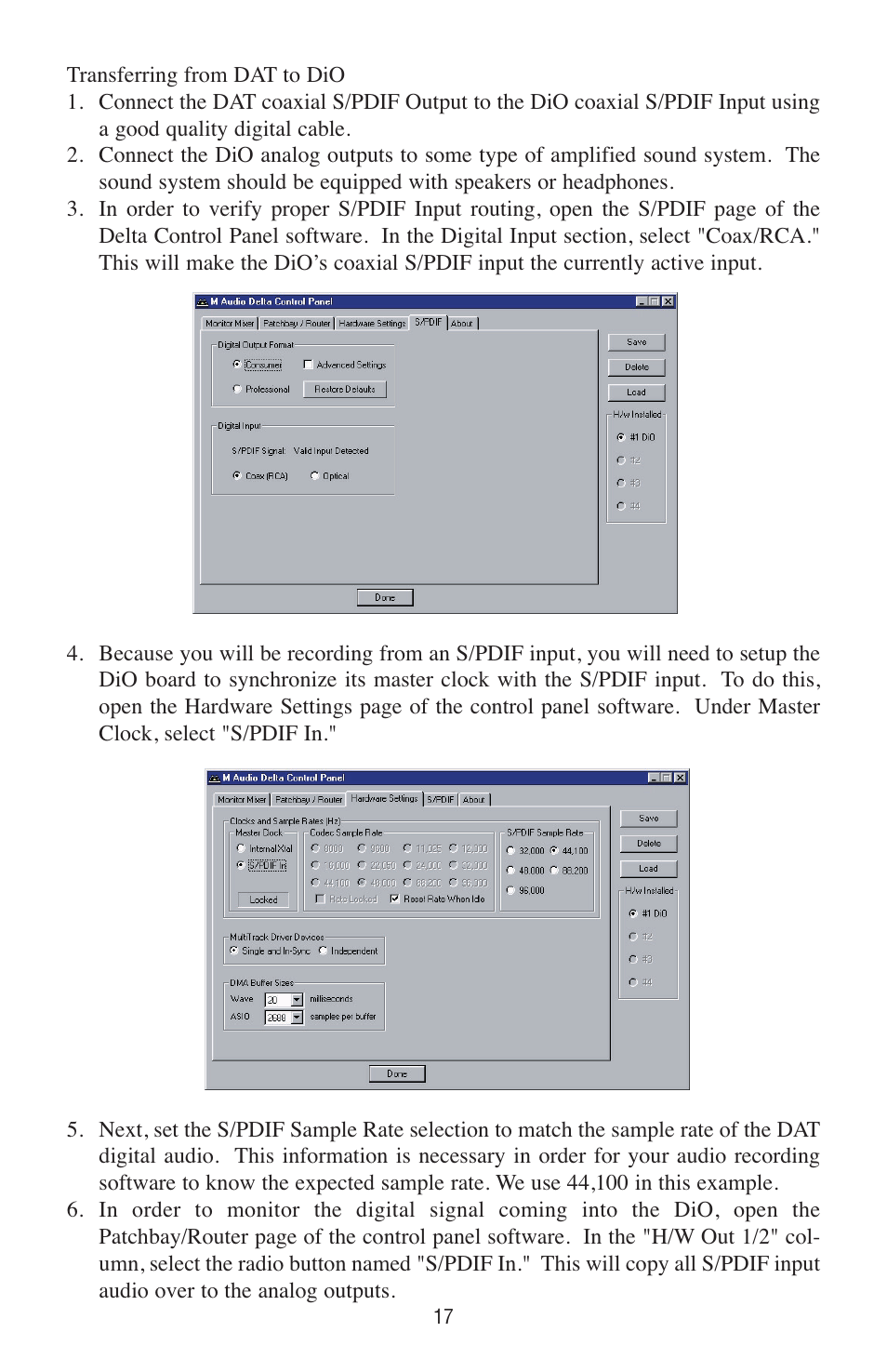 M-AUDIO Delta DiO 2496 User Manual | Page 17 / 24