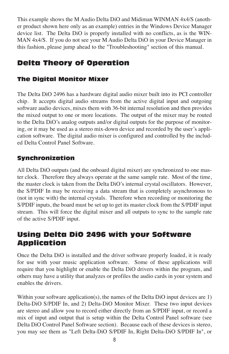 Delta theory of operation | M-AUDIO Delta DiO 2496 User Manual | Page 8 / 24