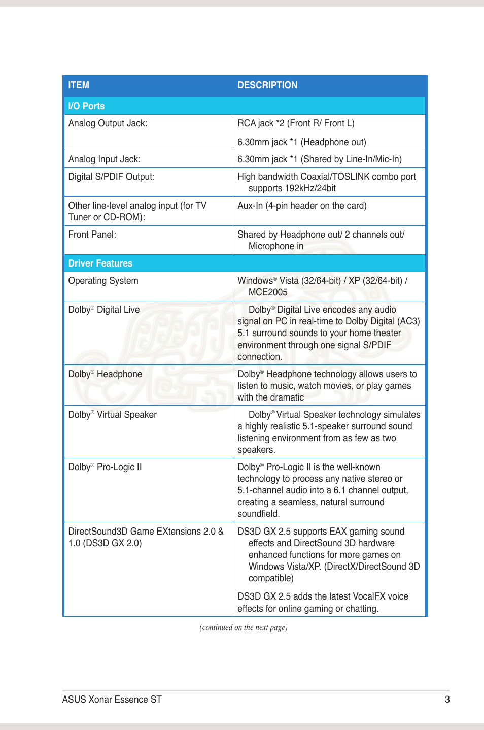Asus Xonar Essence ST User Manual | Page 10 / 52