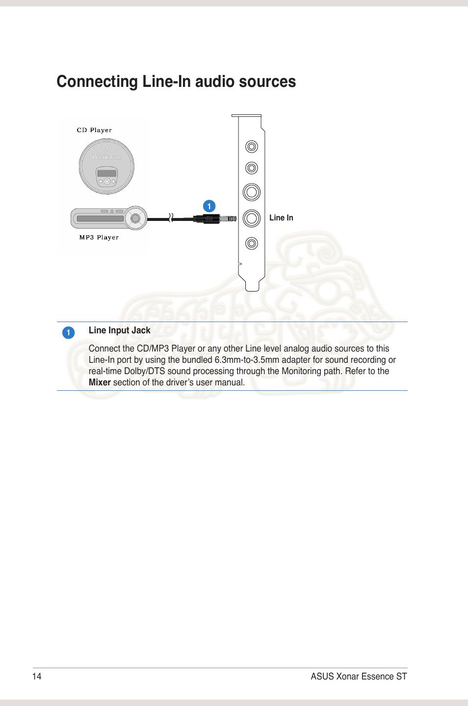 Connecting line-in audio sources | Asus Xonar Essence ST User Manual | Page 21 / 52