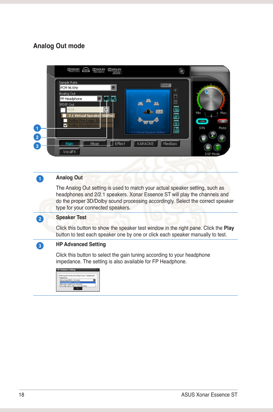 Analog out mode | Asus Xonar Essence ST User Manual | Page 25 / 52