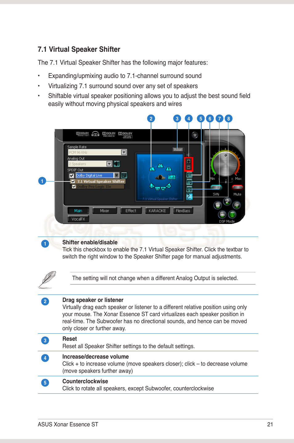 1 virtual speaker shifter | Asus Xonar Essence ST User Manual | Page 28 / 52