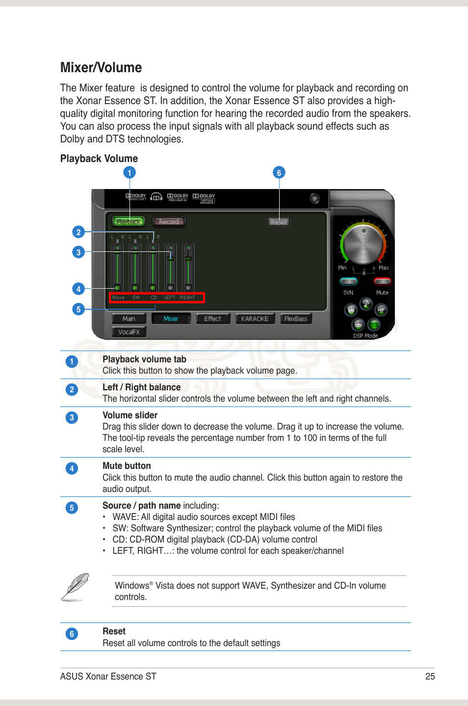 Mixer/volume | Asus Xonar Essence ST User Manual | Page 32 / 52