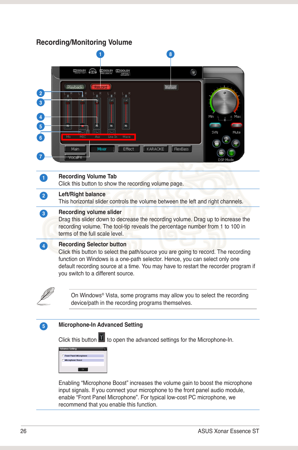 Recording/monitoring volume | Asus Xonar Essence ST User Manual | Page 33 / 52