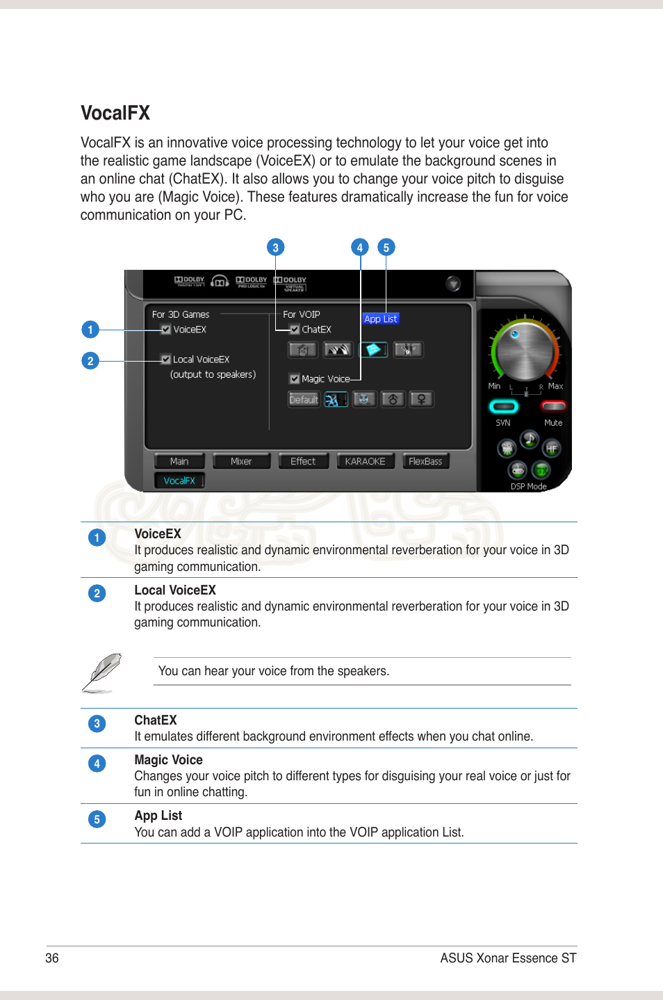 Vocalfx | Asus Xonar Essence ST User Manual | Page 43 / 52