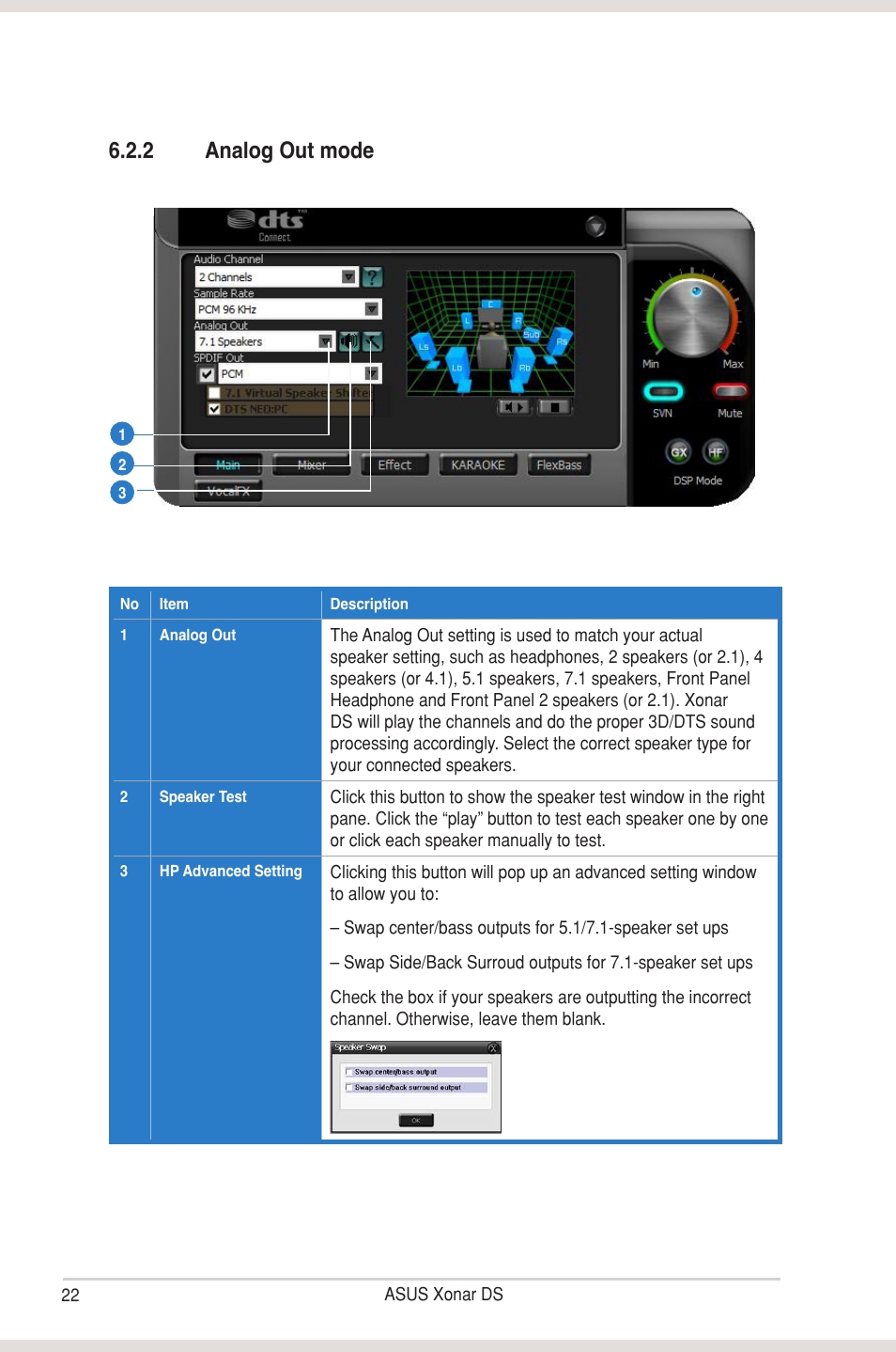 2 analog out mode | Asus Xonar DS User Manual | Page 28 / 54