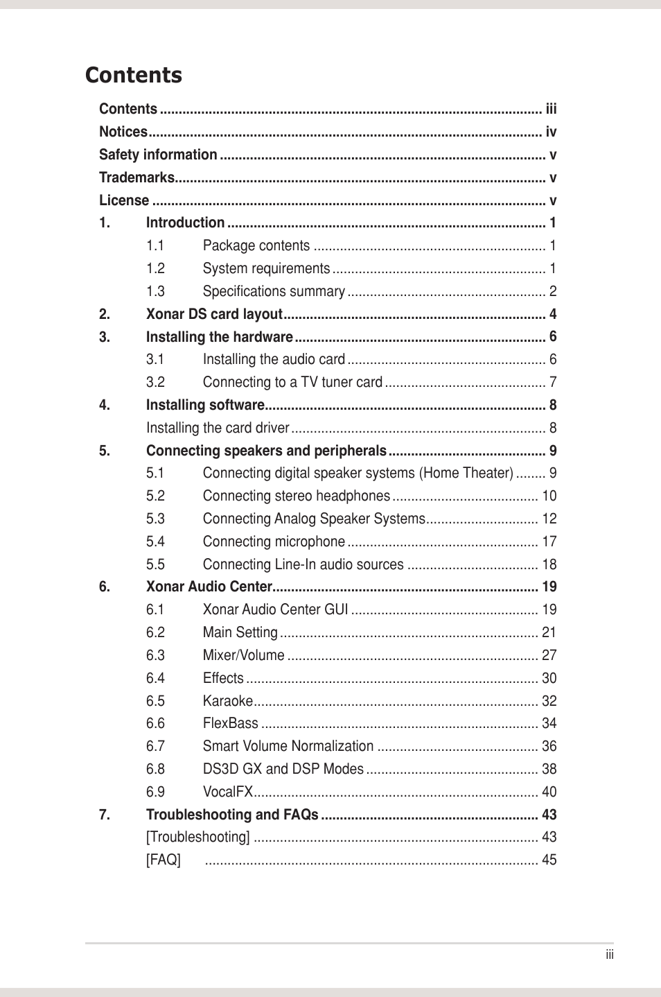 Asus Xonar DS User Manual | Page 3 / 54
