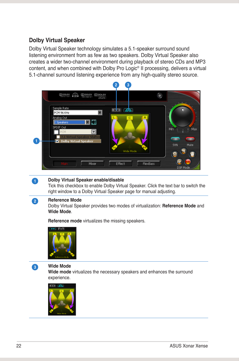 Dolby virtual speaker | Asus Xonar Xense User Manual | Page 30 / 45