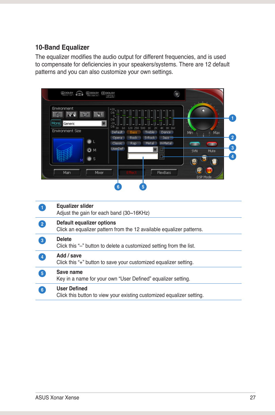 Band equalizer | Asus Xonar Xense User Manual | Page 35 / 45