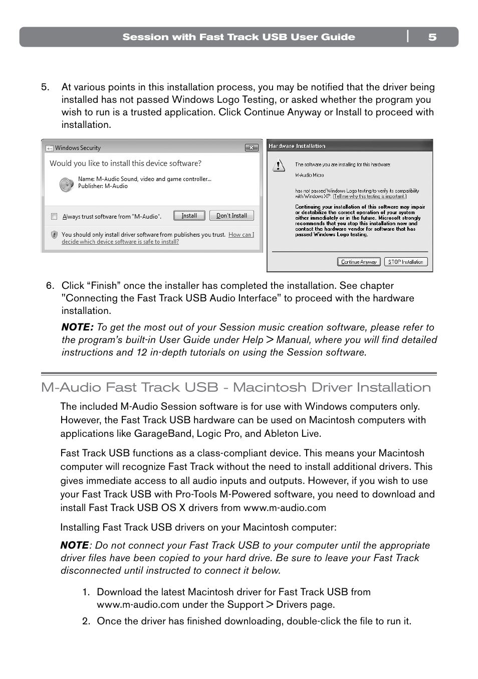 M-AUDIO Session with Fast Track USB User Manual | Page 6 / 14