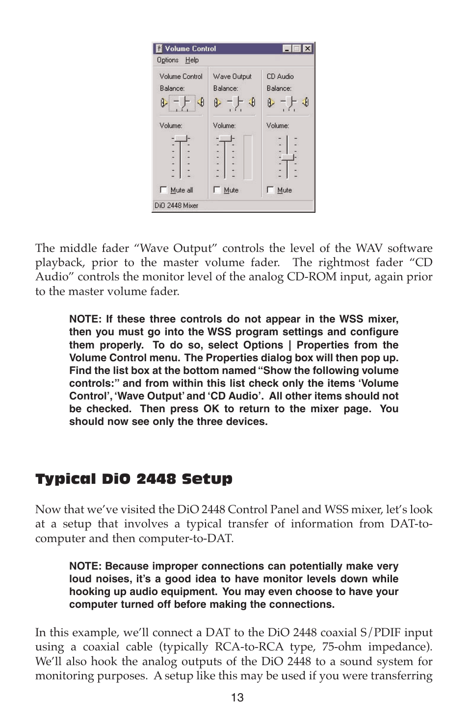 Typical dio 2448 setup | M-AUDIO DIO2448 User Manual | Page 13 / 24