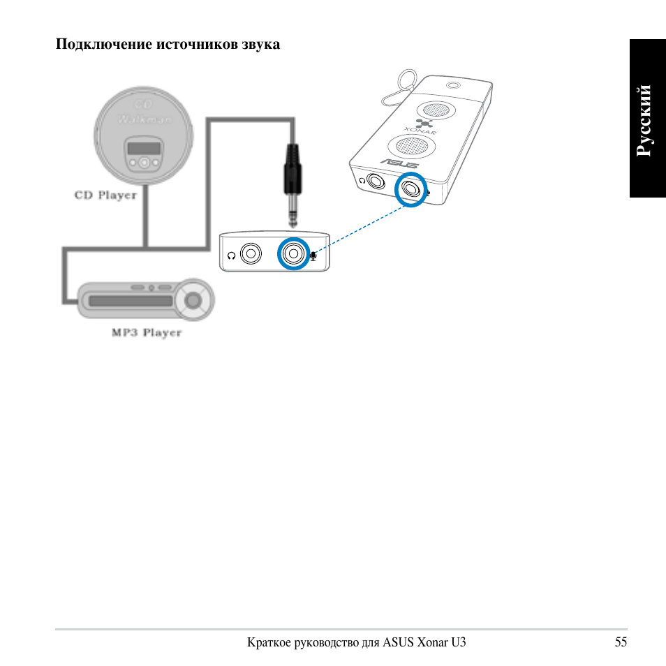 Русский | Asus Xonar U3 User Manual | Page 55 / 56