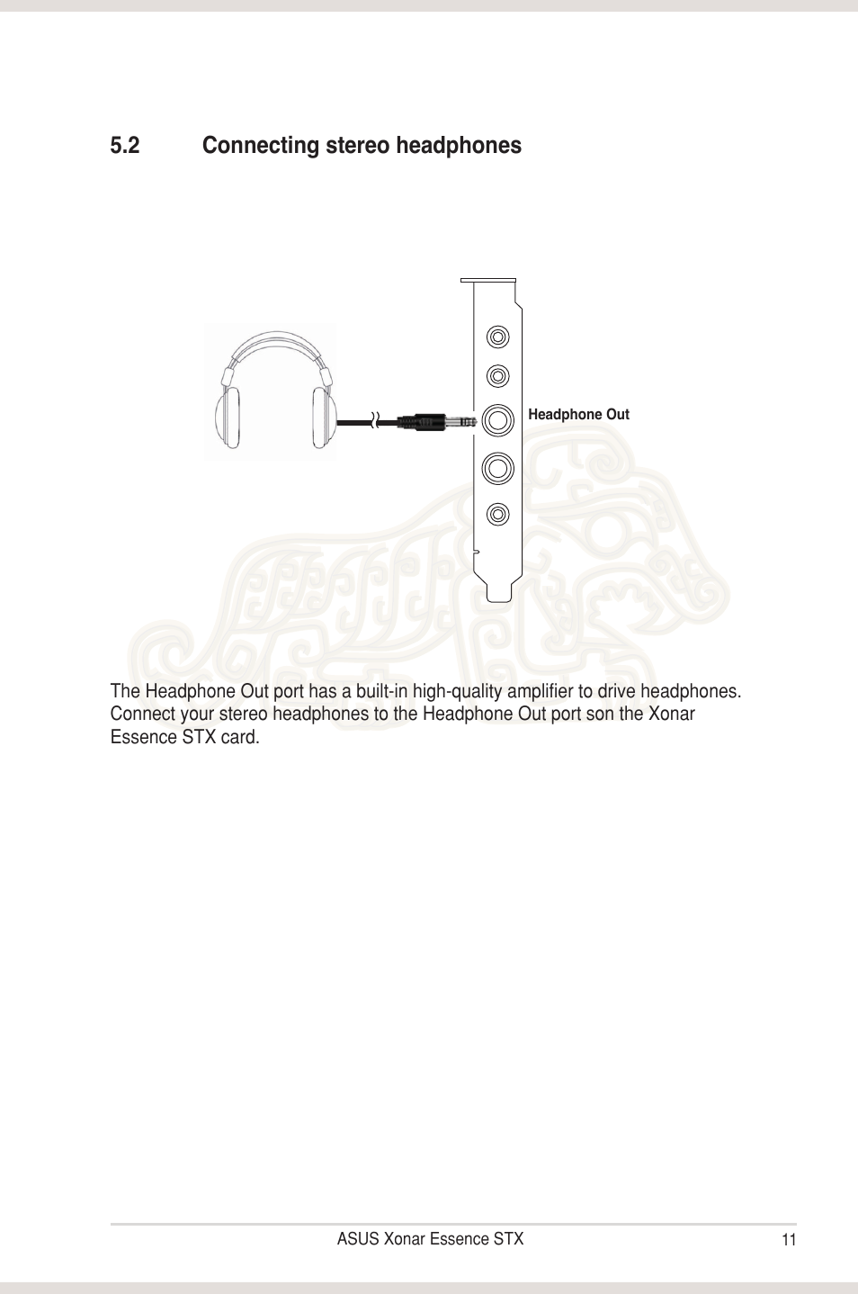 2 connecting stereo headphones, Connecting stereo headphones | Asus Xonar Essence STX User Manual | Page 16 / 49