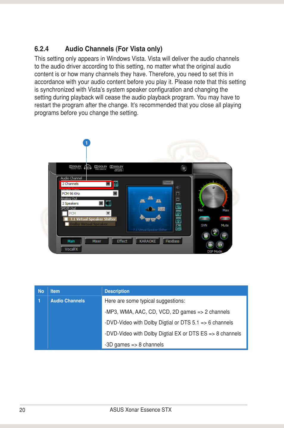 4 audio channels (for vista only) | Asus Xonar Essence STX User Manual | Page 25 / 49