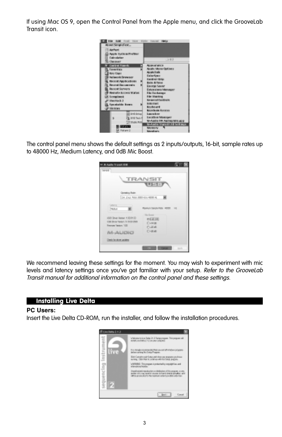 Installing live delta | M-AUDIO Groove Lab User Manual | Page 4 / 14