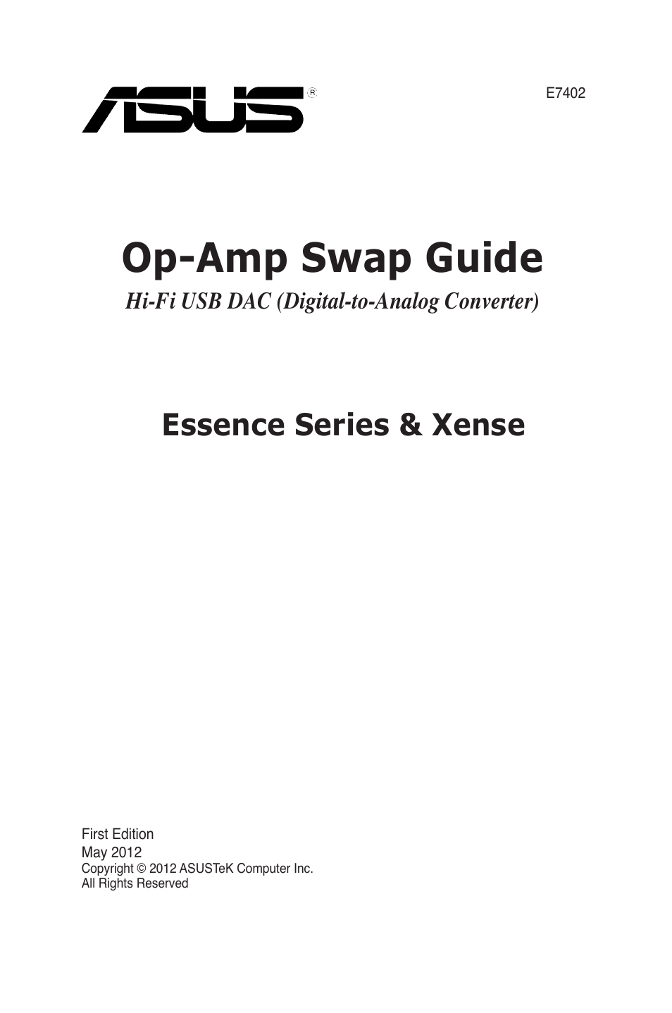 Asus Xonar Essence One User Manual | 7 pages