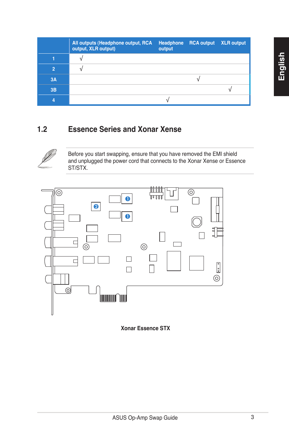 English, 2 essence series and xonar xense | Asus Xonar Essence One User Manual | Page 3 / 7