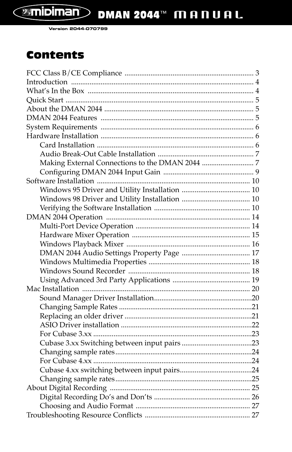 M-AUDIO Dman 2044 User Manual | 36 pages