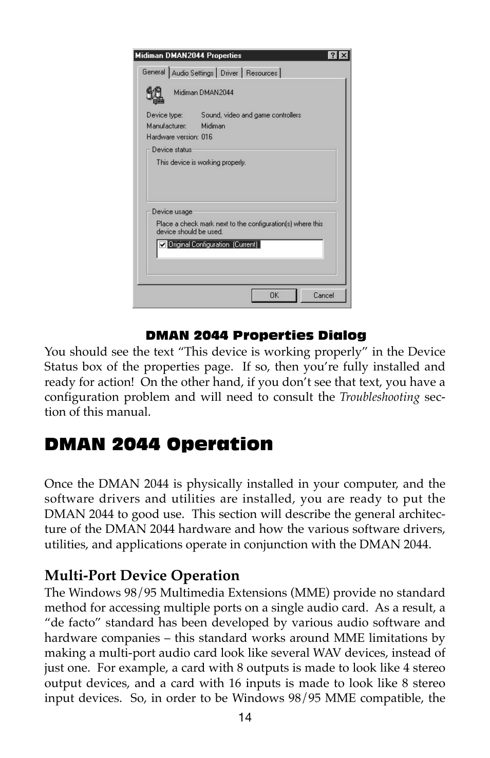 Dman 2044 operation | M-AUDIO Dman 2044 User Manual | Page 14 / 36