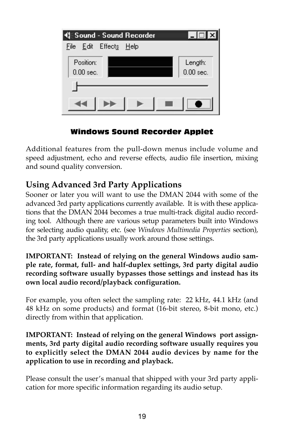 Using advanced 3rd party applications | M-AUDIO Dman 2044 User Manual | Page 19 / 36