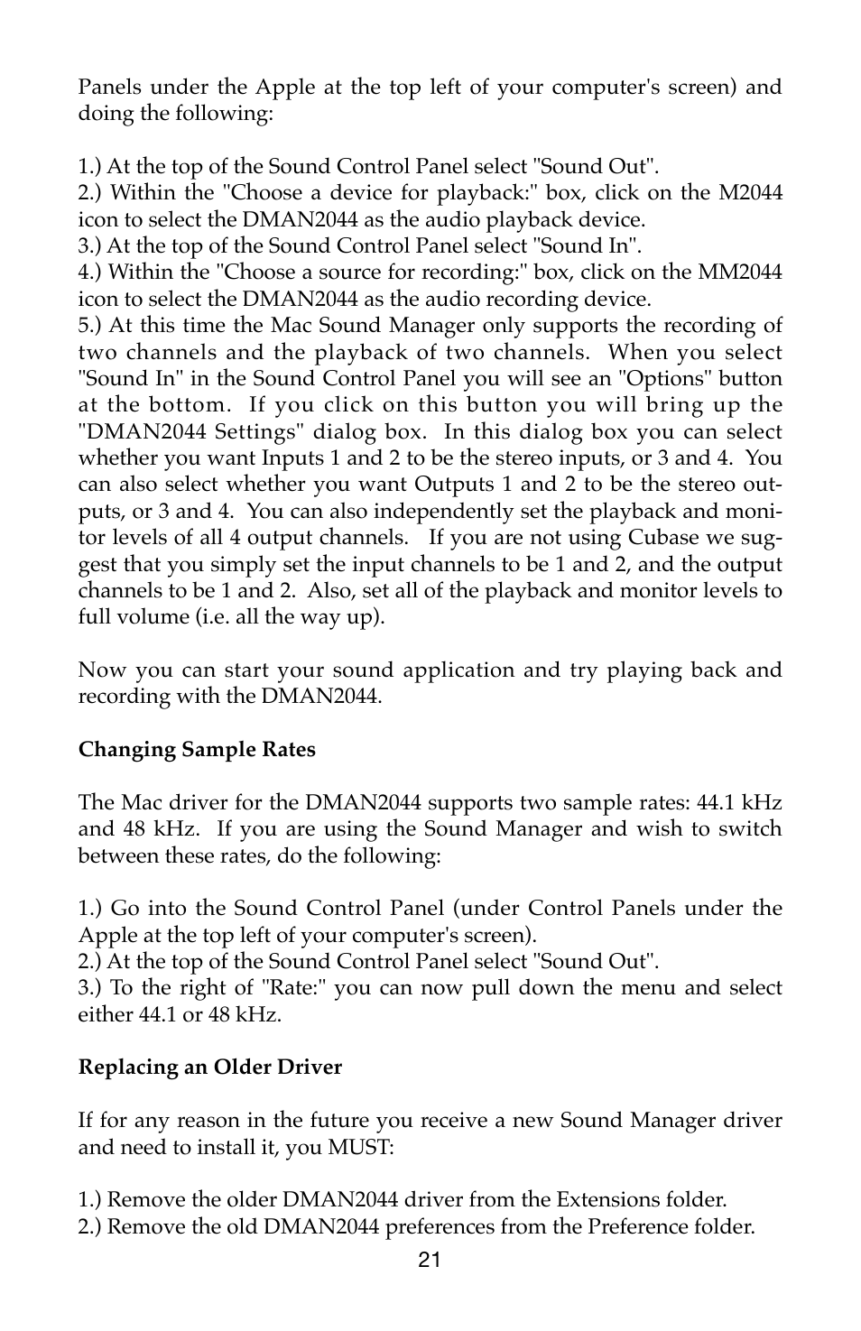 M-AUDIO Dman 2044 User Manual | Page 21 / 36