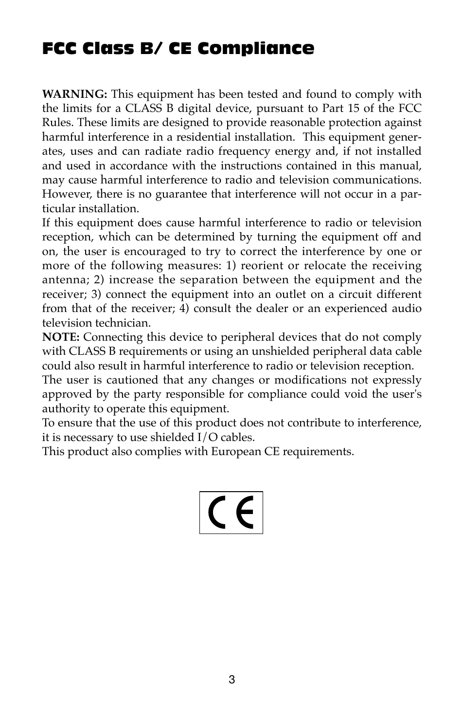 Fcc class b/ ce compliance | M-AUDIO Dman 2044 User Manual | Page 3 / 36