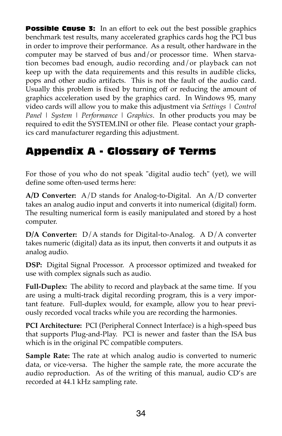 Appendix a - glossary of terms | M-AUDIO Dman 2044 User Manual | Page 34 / 36