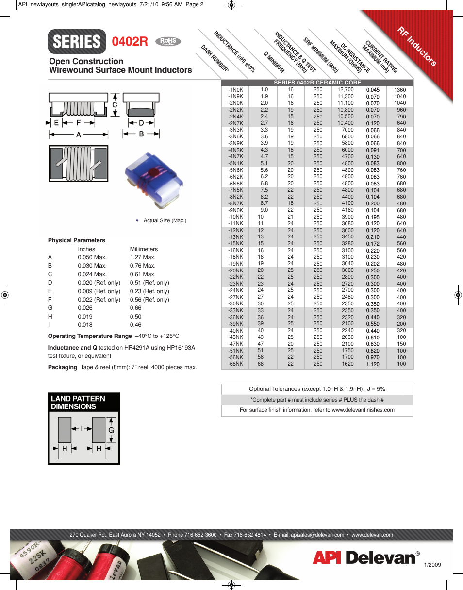 API Delevan 0402R User Manual | 1 page