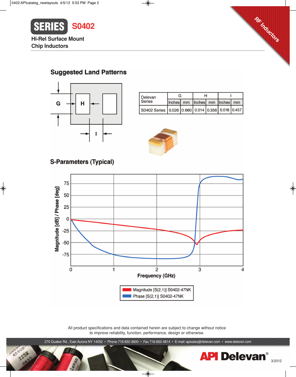 Series, S0402 | API Delevan S0402 User Manual | Page 2 / 2