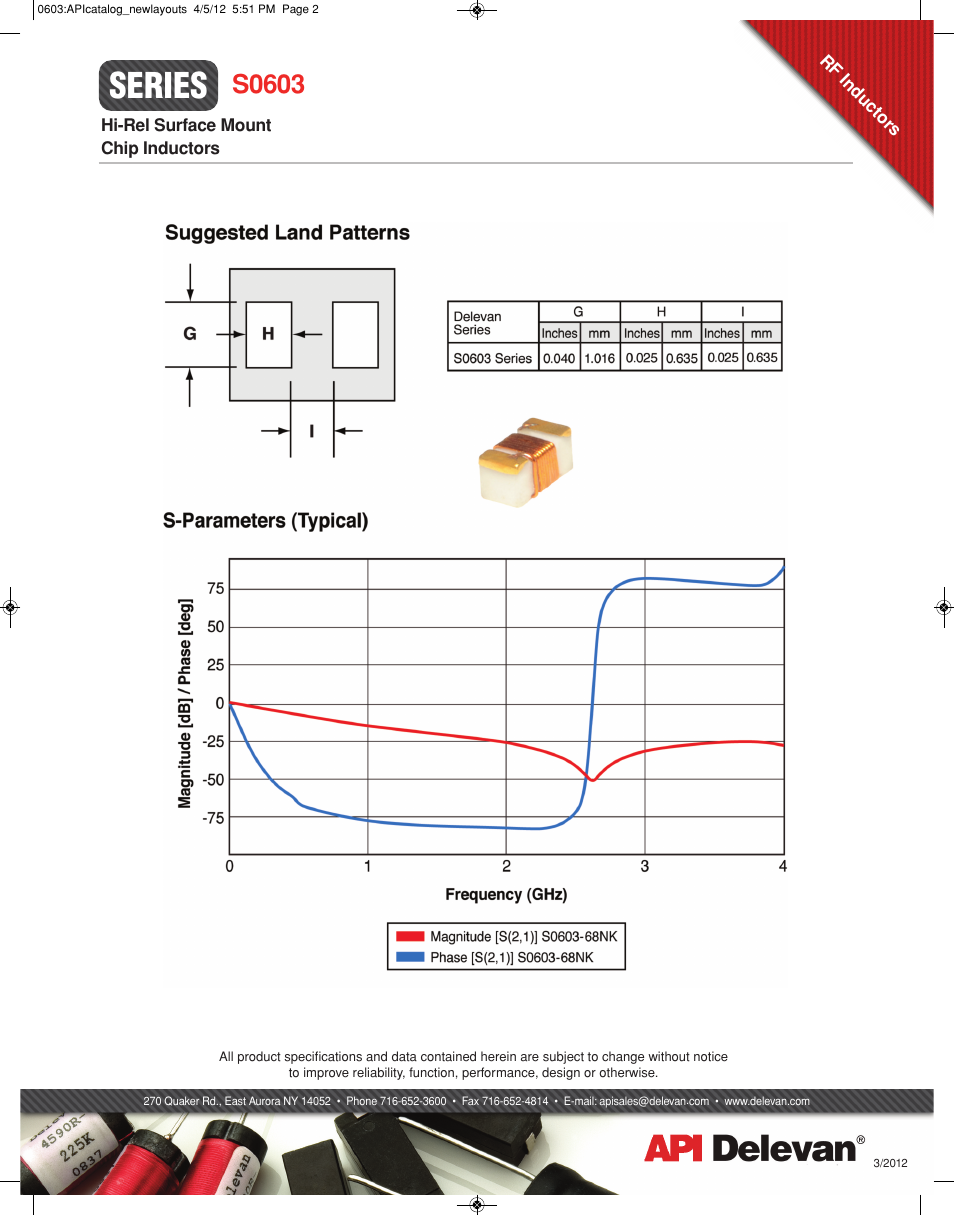 Series, S0603 | API Delevan S0603 User Manual | Page 2 / 2