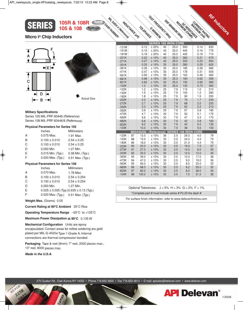 API Delevan 108 & 108R User Manual | 1 page