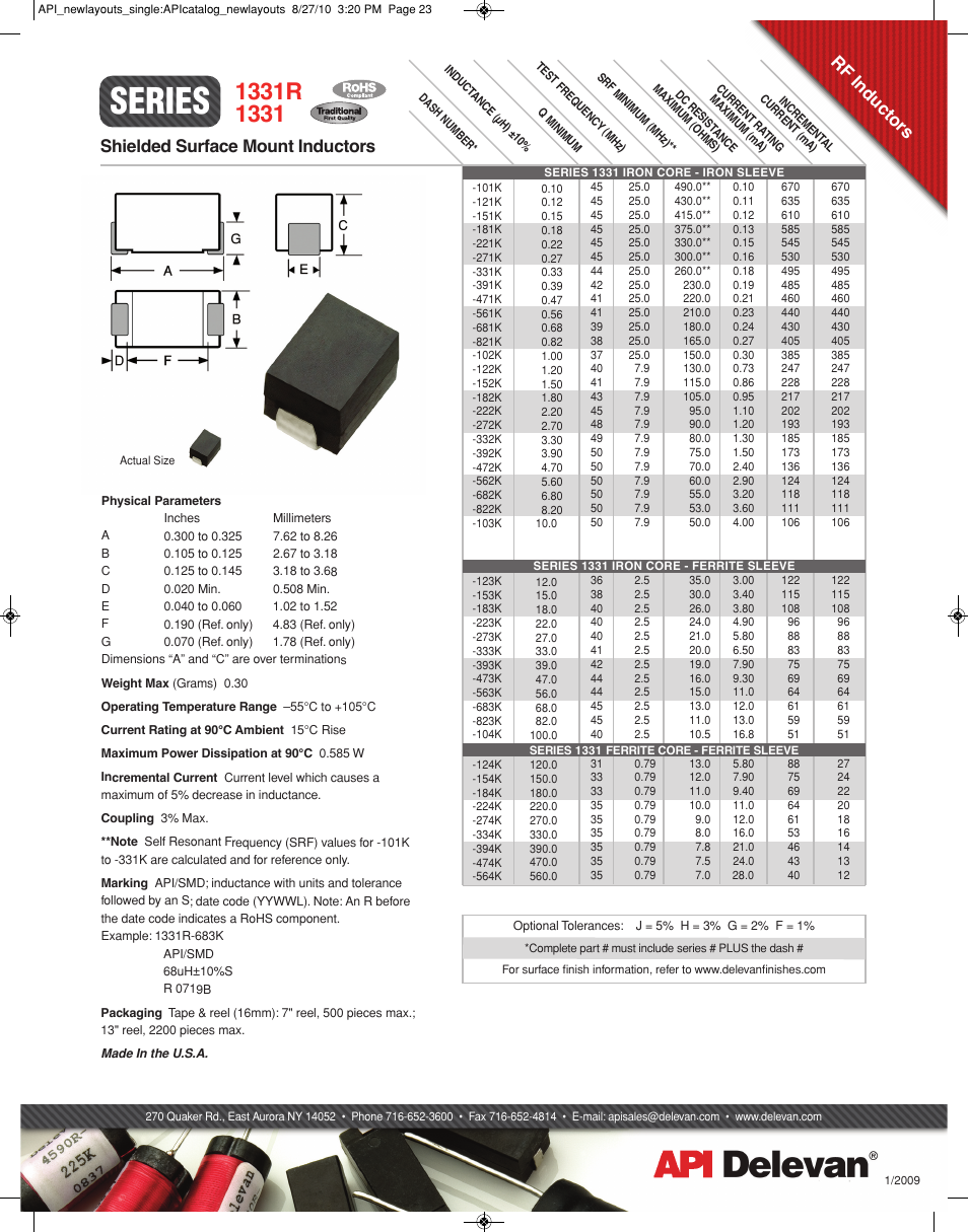 API Delevan 1331 & 1331R User Manual | 1 page